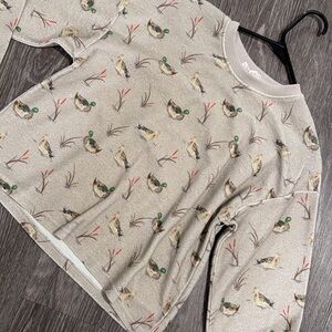 Beige Duck-Print Women's Pajama Top